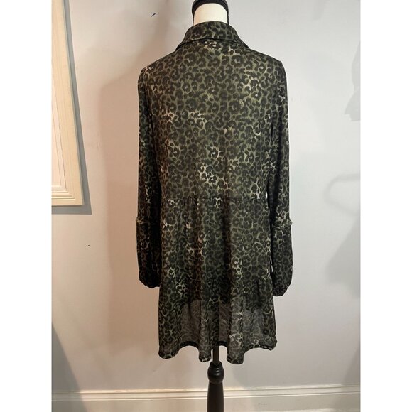 Style & Co Women's Leopard Print Tunic Button-Down Long Sleeve Shirt L - Picture 13 of 16